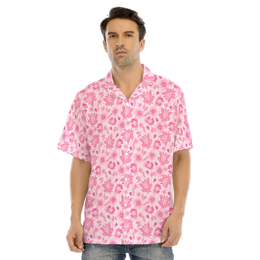 Pink Mushroom Moths - Men's Hawaiian Button Up Shirt