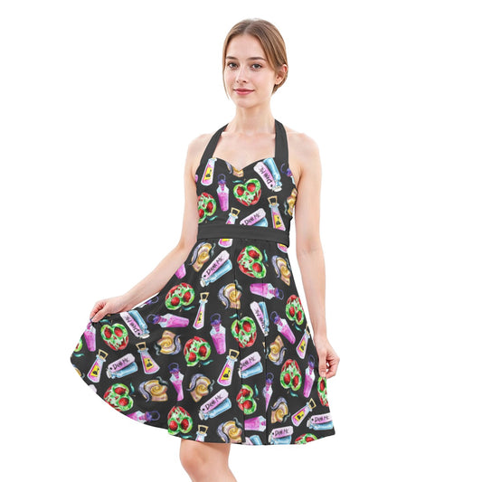 Pick Your Poison - Women's Halter Vintage Pocket Dress