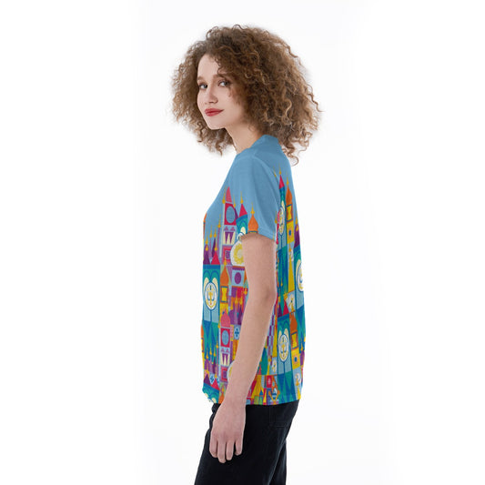 Whimsical World Facade - Women's Short Sleeve V-Neck T-Shirt