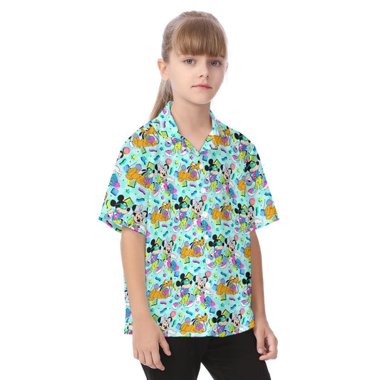 80s Pop Party Pals - Kid's Hawaiian Button Up Shirt