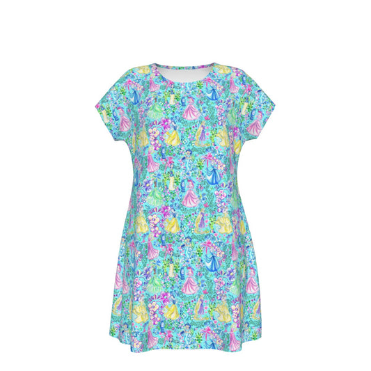 Bright Tropical Princess - Royal Garden Mashup - Women's T-Shirt Dress