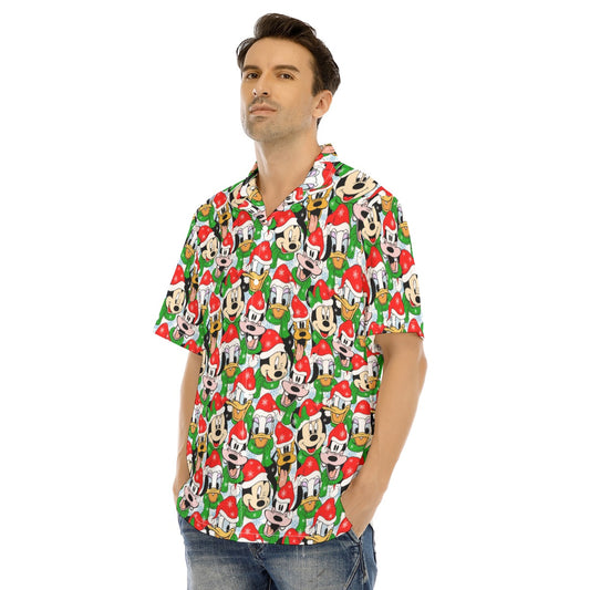 Mouse Friends in Santa HatsHats - Men's Hawaiian Button Up Shirt