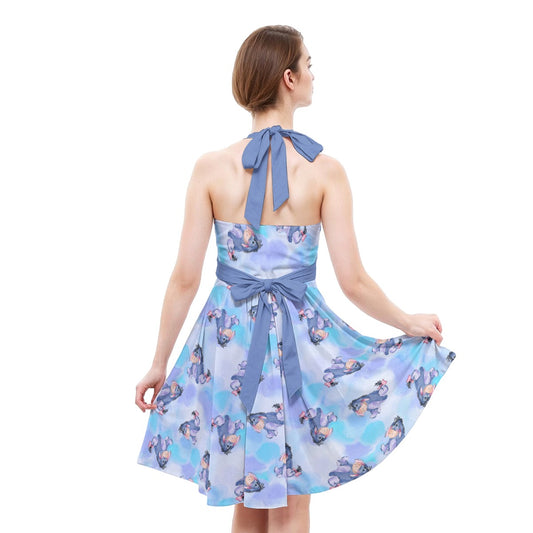 Watercolor Gentle Donkey - Women's Halter Vintage Pocket Dress