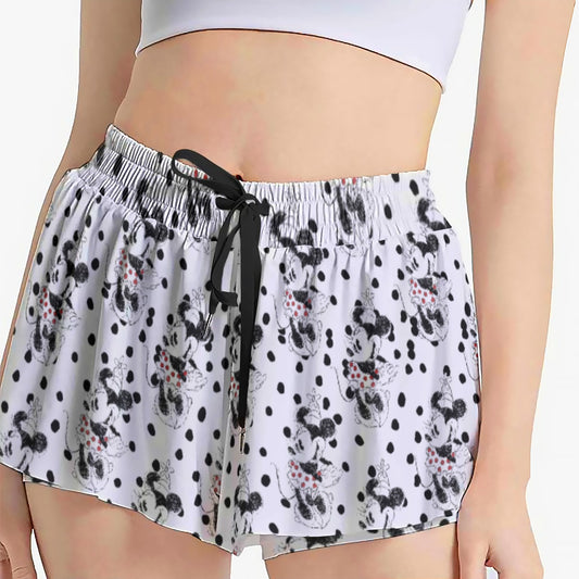 Sketch of Polka Dot Mouse - Women's Flowy Pocket Shorts