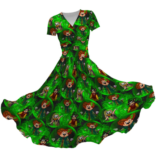 Wicked Witches’ Coven - Women's V-Neck Ruched Midi Dress