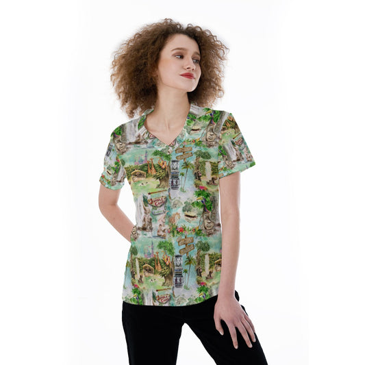 Jungle River Cruise - Women's Short Sleeve V-Neck T-Shirt