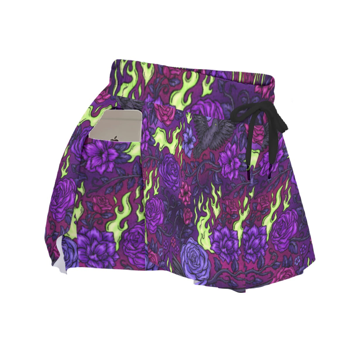 Fairytale Florals - Dark Enchantress - Women's Flowy Pocket Shorts