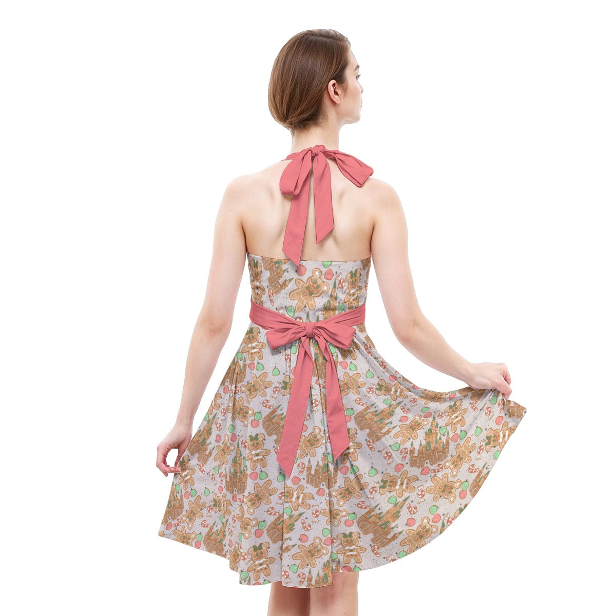 Festive Gingerbread Treats - Women's Halter Vintage Pocket Dress