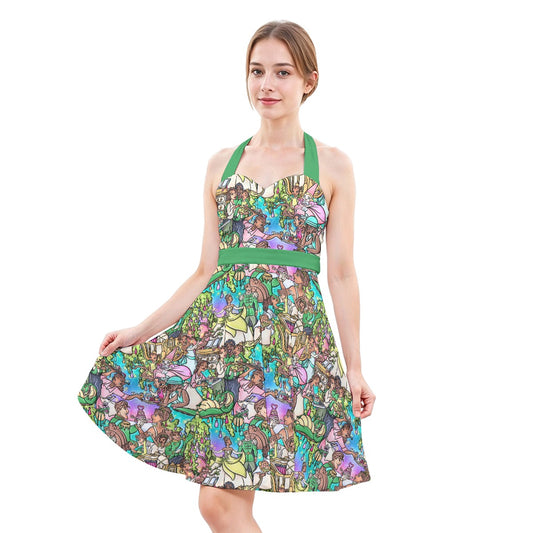 Bayou Princess Storybook Scenes - Women's Halter Vintage Pocket Dress