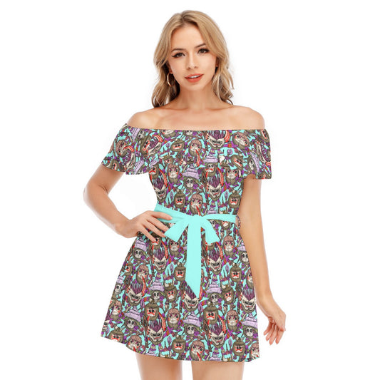 Island Coconut Pirates - Women's Off-shoulder Ruffle Dress