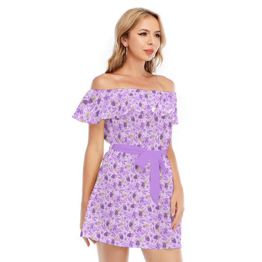 Fruitimals - Blackberry Axolotls - Women's Off-shoulder Ruffle Dress
