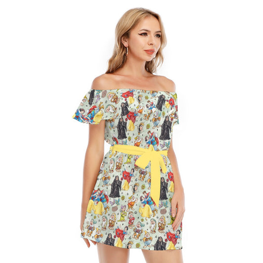 Fairest Crew Sketch - Women's Off-shoulder Ruffle Dress