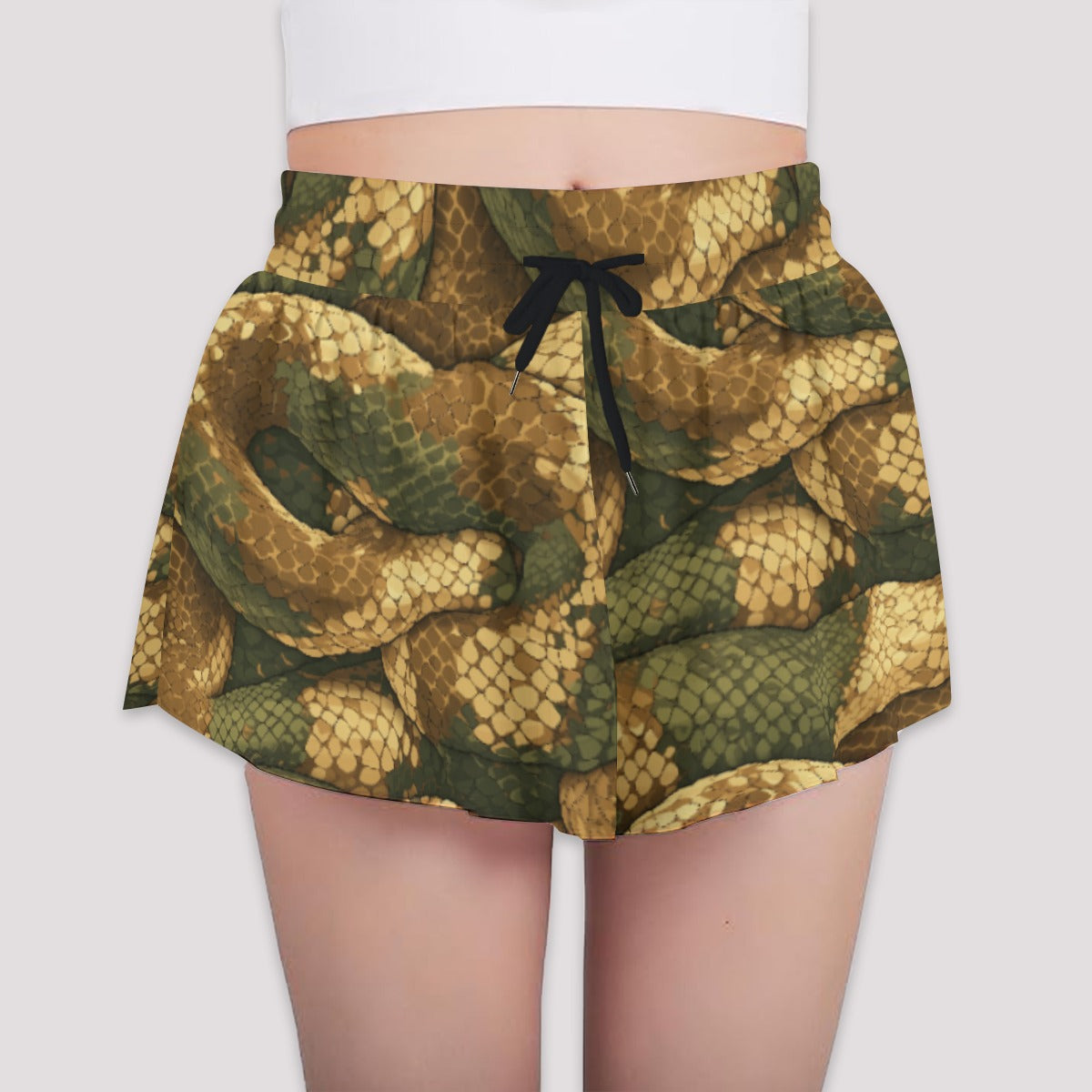 Animal Print - Snake - Girls’ Flowy Pocket Shorts