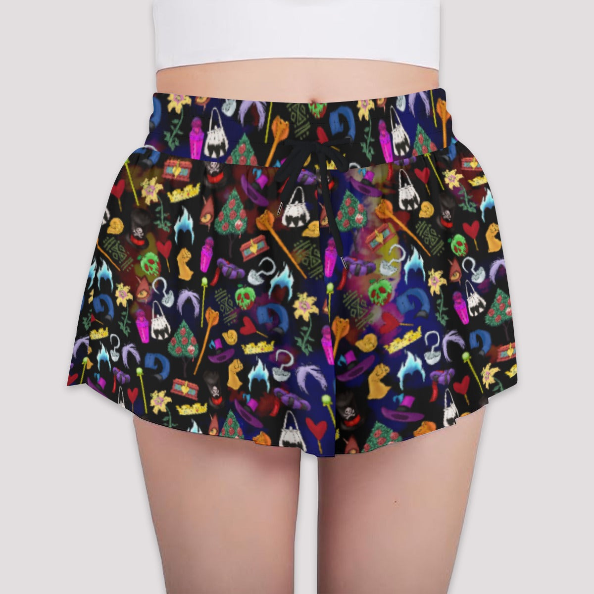 Villainous Icons Collage - Girls’ Flowy Pocket Shorts