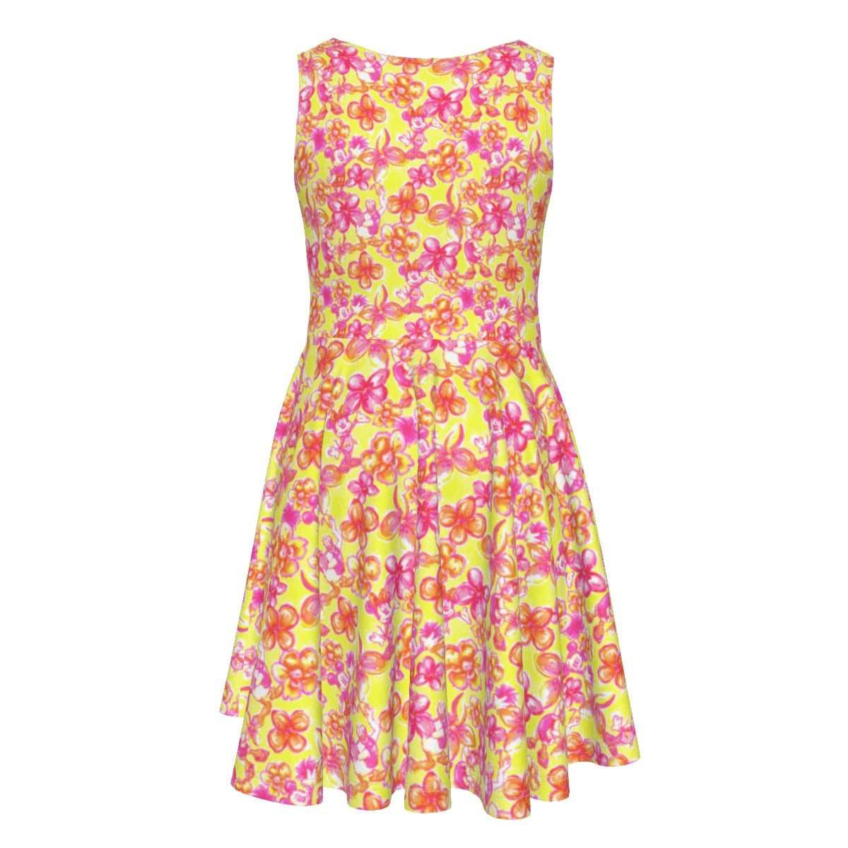 Neon Tropical Floral Friendsends - Kid's Sleeveless Skater Dress
