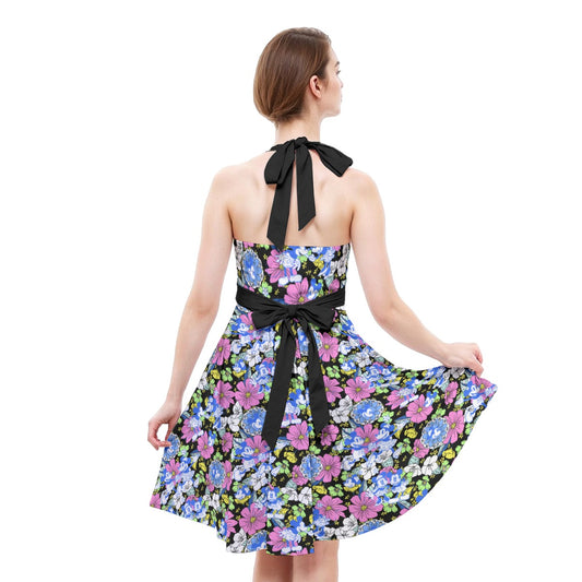 Garden Whimsy - Vintage Mouse Romancennie - Women's Halter Vintage Pocket Dress