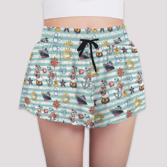 Sailor Duo on Deckaisy - Girls’ Flowy Pocket Shorts