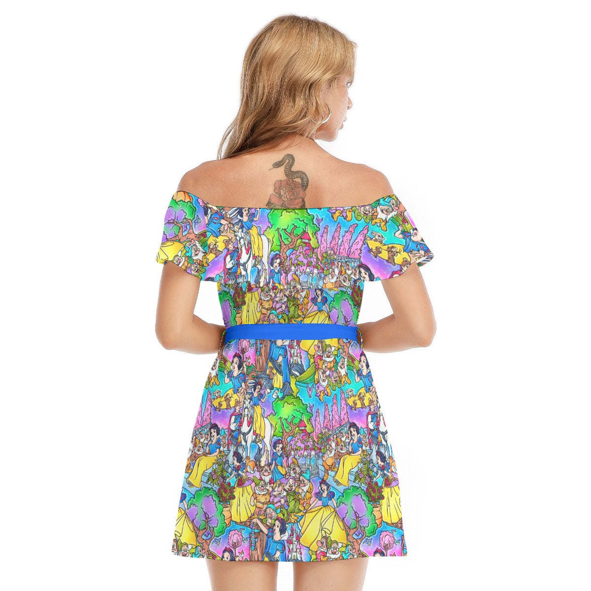 Fairest Princess Storybook Scenes - Women's Off-shoulder Ruffle Dress