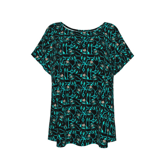 Electric Neon Grid Adventure - Women’s Relaxed Fit Scoop Tee