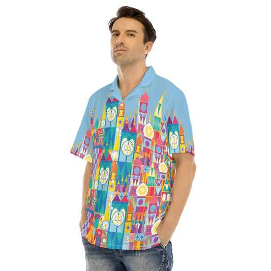 Whimsical World Facade - Men's Hawaiian Button Up Shirt