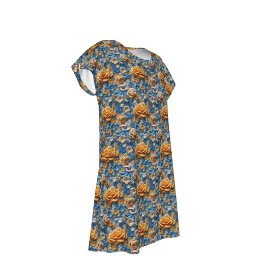 Regal Embroidered Royal Maiden - Women's T-Shirt Dress