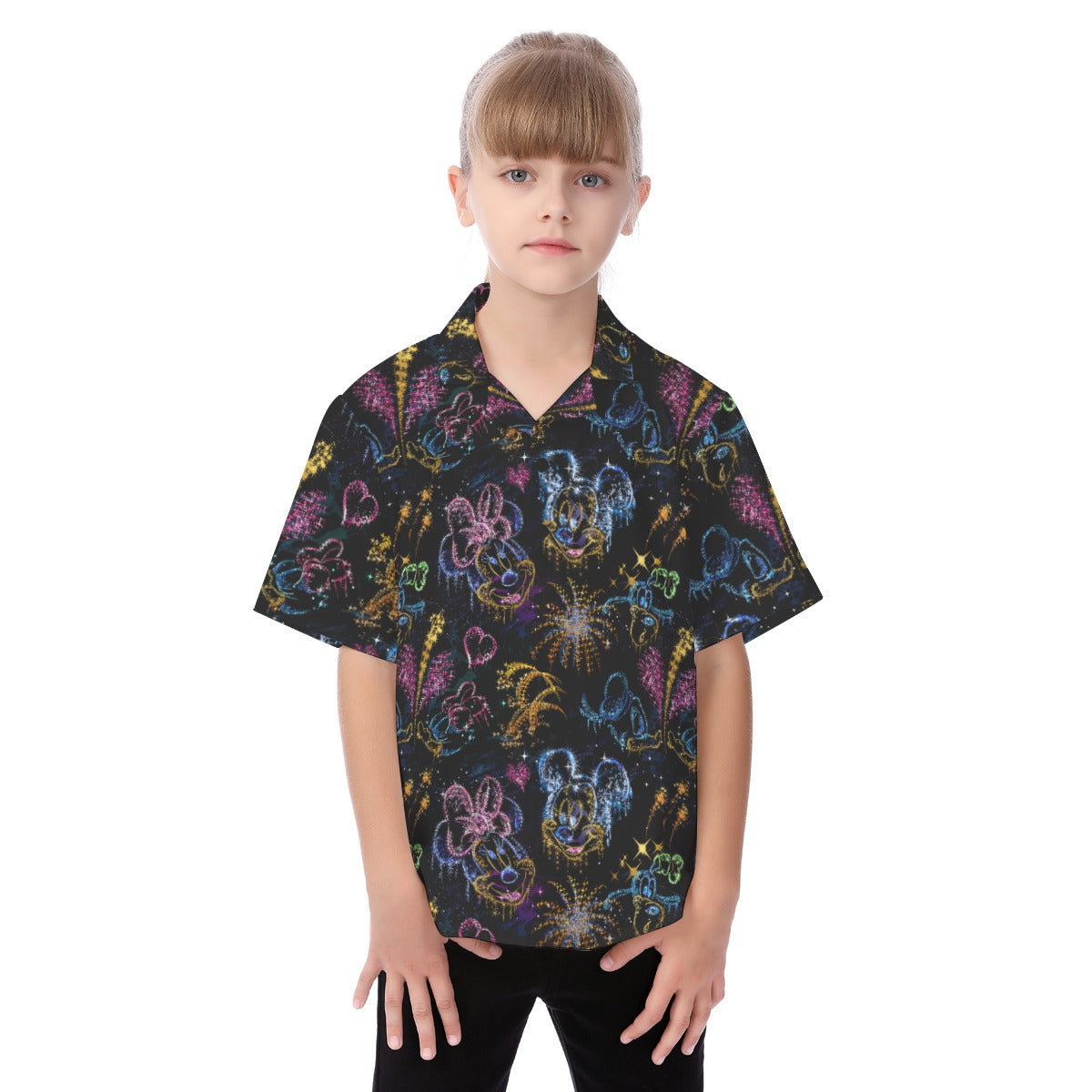 Mickey and Minnie's Love in the Sky - Kid's Hawaiian Button Up Shirt