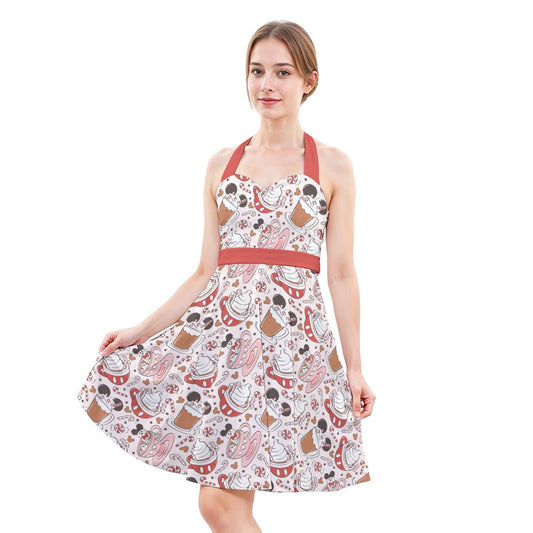 Magic Mouse Hot Chocolate - Women's Halter Vintage Pocket Dress