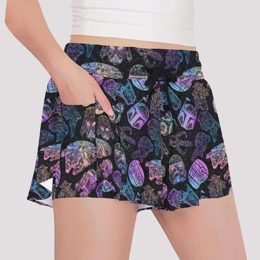 Watercolor Galactic Mandalas - Girls’ Flowy Pocket Shorts