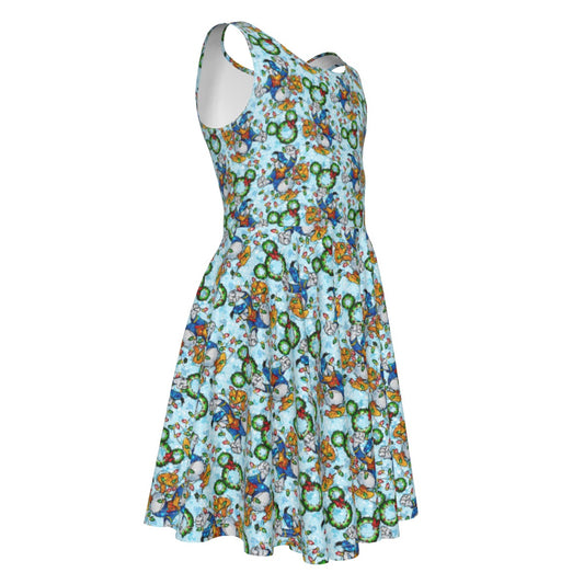 Duck’s Holiday Lights Tangleghts - Kid's Sleeveless Skater Dress