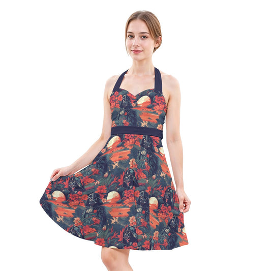 Tropical Dark Side Escape - Women's Halter Vintage Pocket Dress