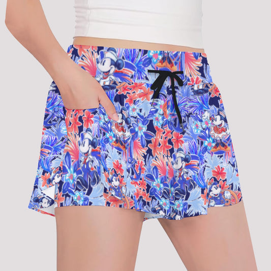 Navy Blooms Cruise - Girls’ Flowy Pocket Shorts