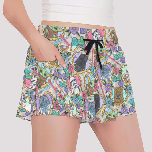 Tattoo Hearts Galactic Legends - Girls’ Flowy Pocket Shorts
