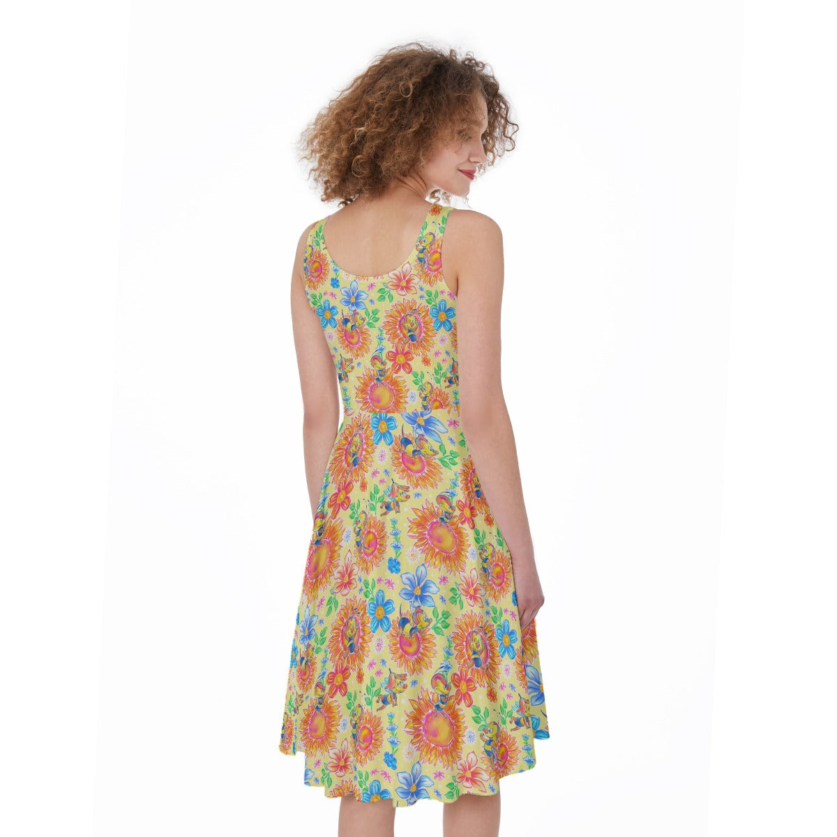 Buzzing Garden Buddy - Pocket Midi Skater Dress