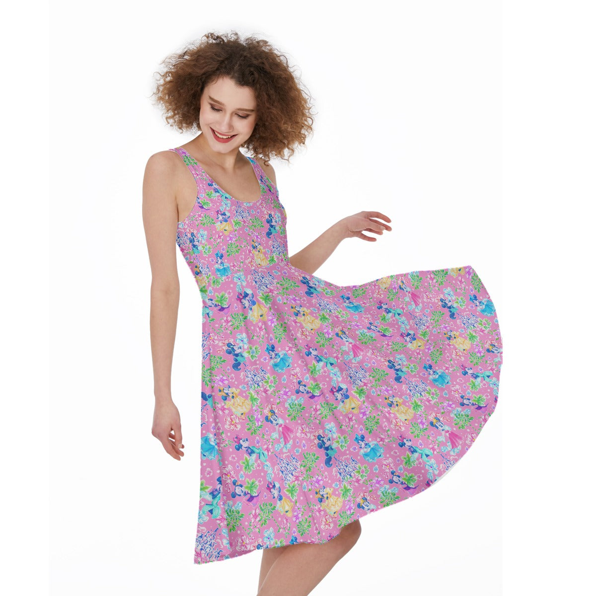 Princess Palm Party - Pocket Midi Skater Dress