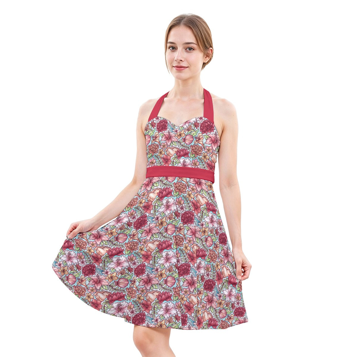 Fairytale Florals – Island Princess - Women's Halter Vintage Pocket Dress