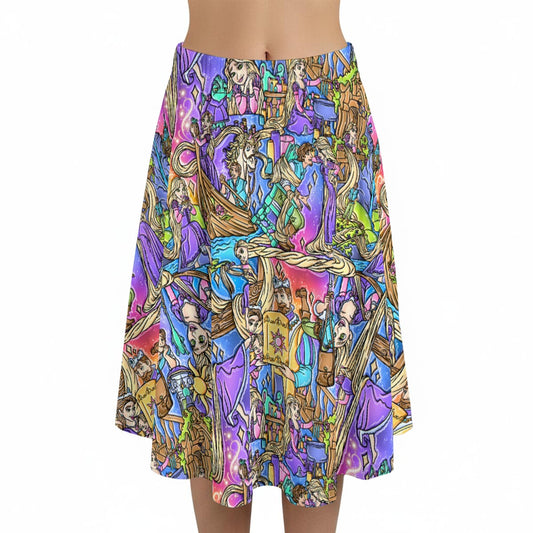Golden Hair Storybook Scenes - Women’s Pocket Midi Skirt