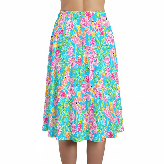 Flamingo Fiesta - Women’s Pocket Midi Skirt