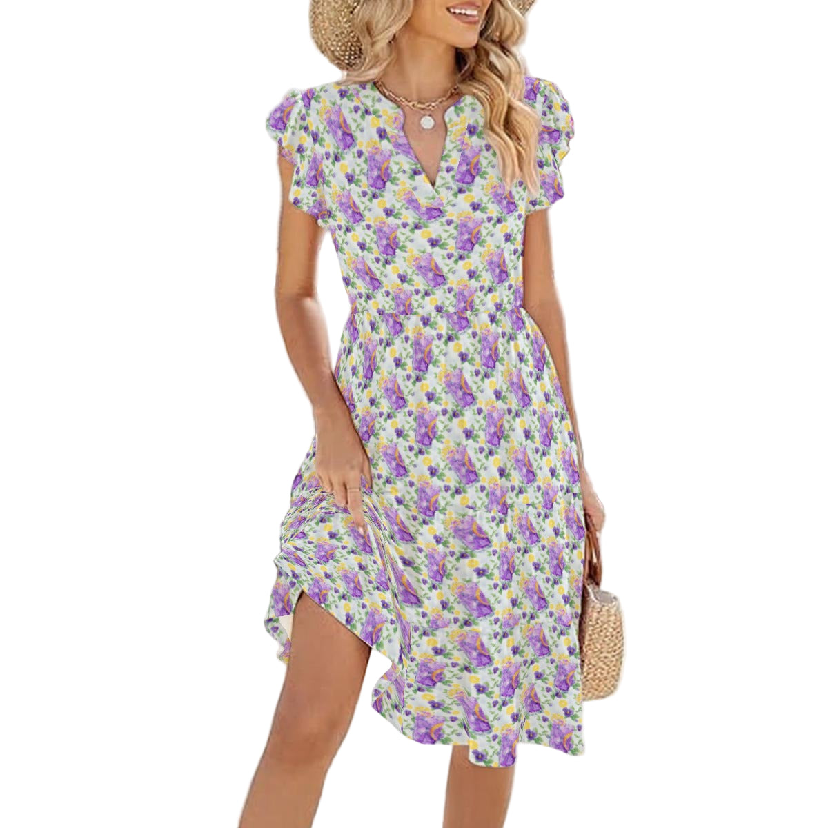 Zest Of The Fest Violet Lemonade - Women's Tiered Pocket Midi Dress