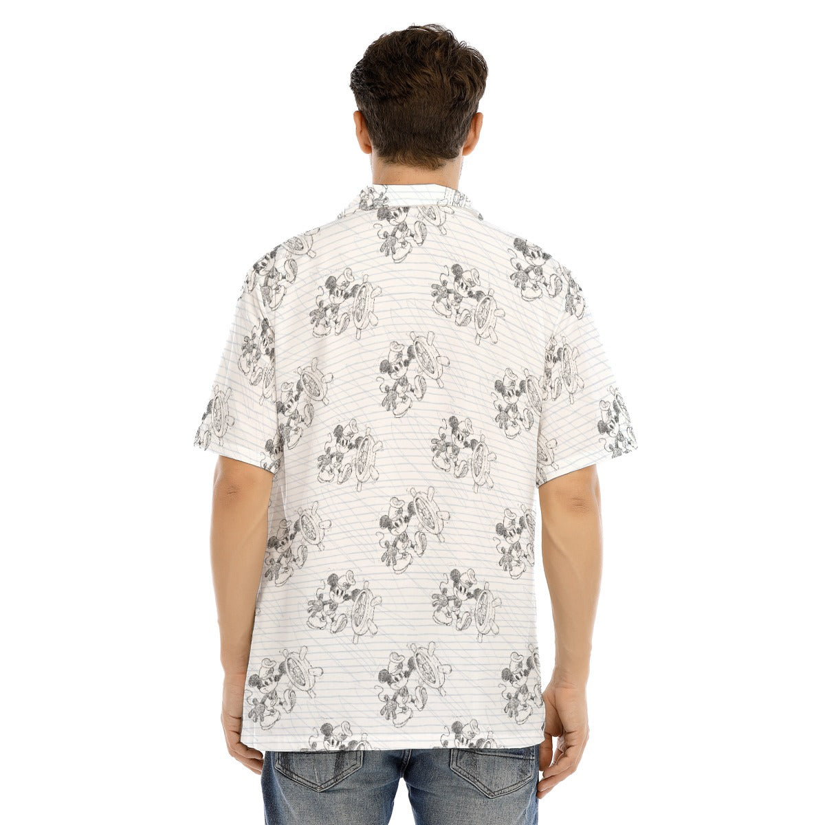 Sketch of Steamboat Mouse - Men's Hawaiian Button Up Shirt
