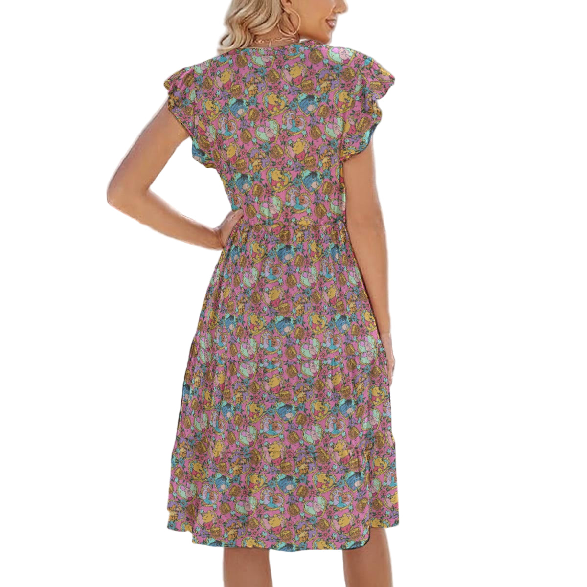 Tattoo Hearts Woodland Friends - Women's Tiered Pocket Midi Dress
