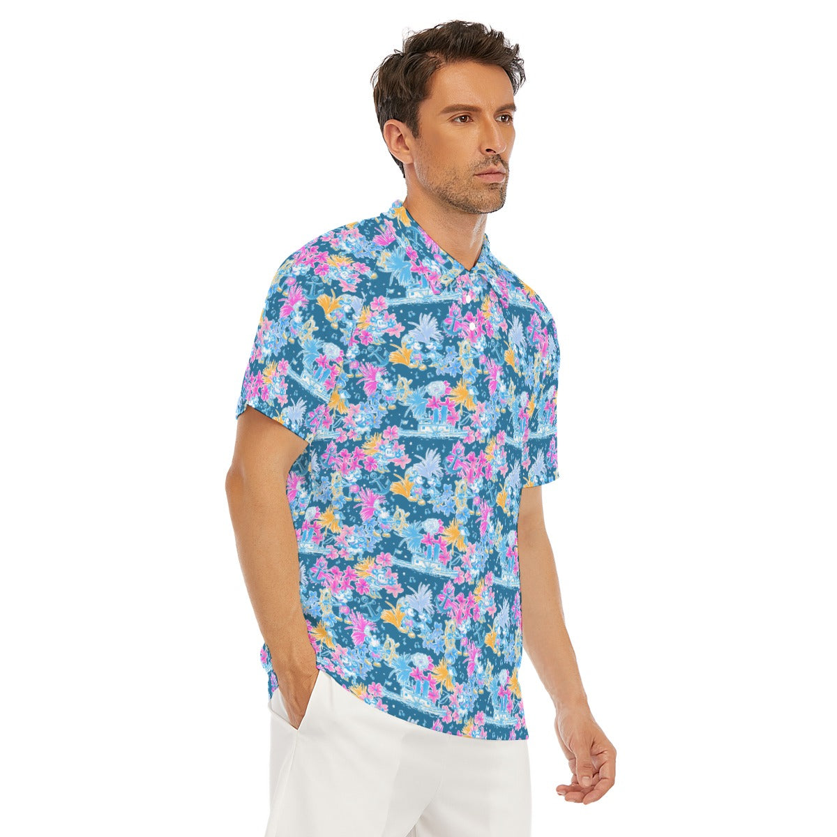 Bright Tropical Whimsy - Vintage Steamboat Captain - Men's Polo Shirt