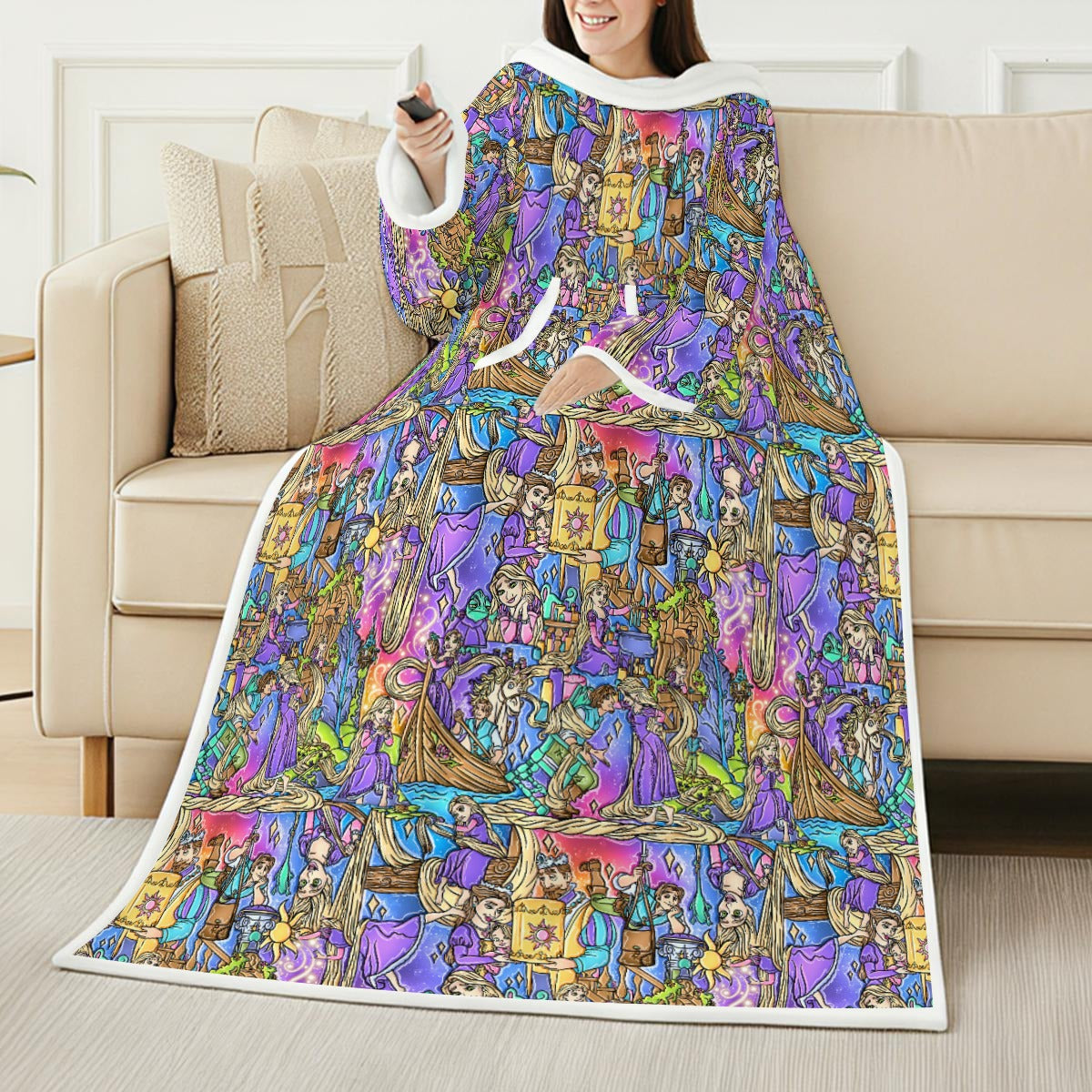 Golden Hair Storybook Scenes - Wearable Blanket Hoodie