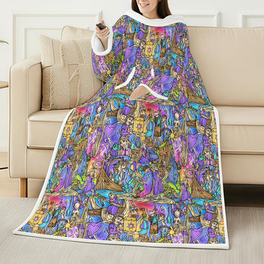 Golden Hair Storybook Scenes - Wearable Blanket Hoodie