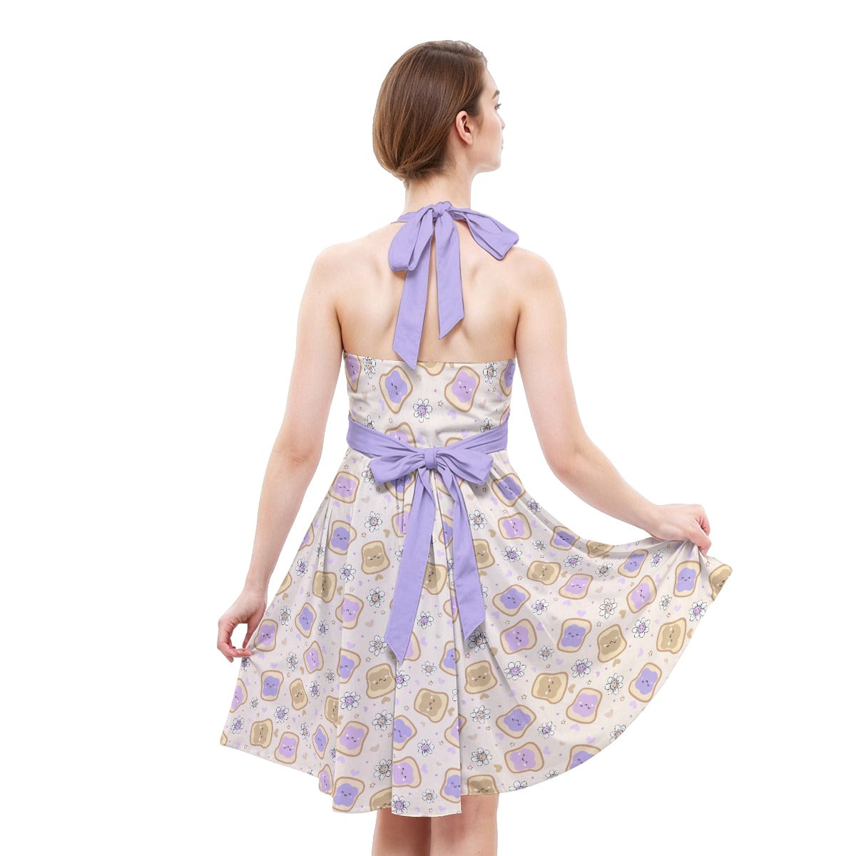 Kawaii Peanut Butter and Jelly Sandwiches - Women's Halter Vintage Pocket Dress