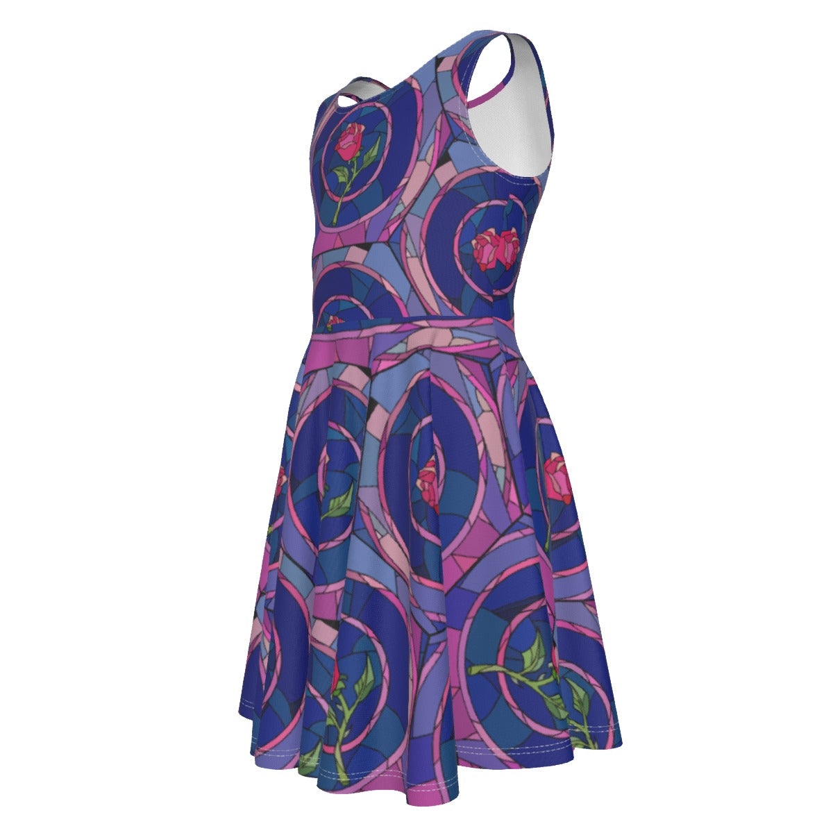 Enchanted Rose Stained Glass- Kid's Sleeveless Skater Dress