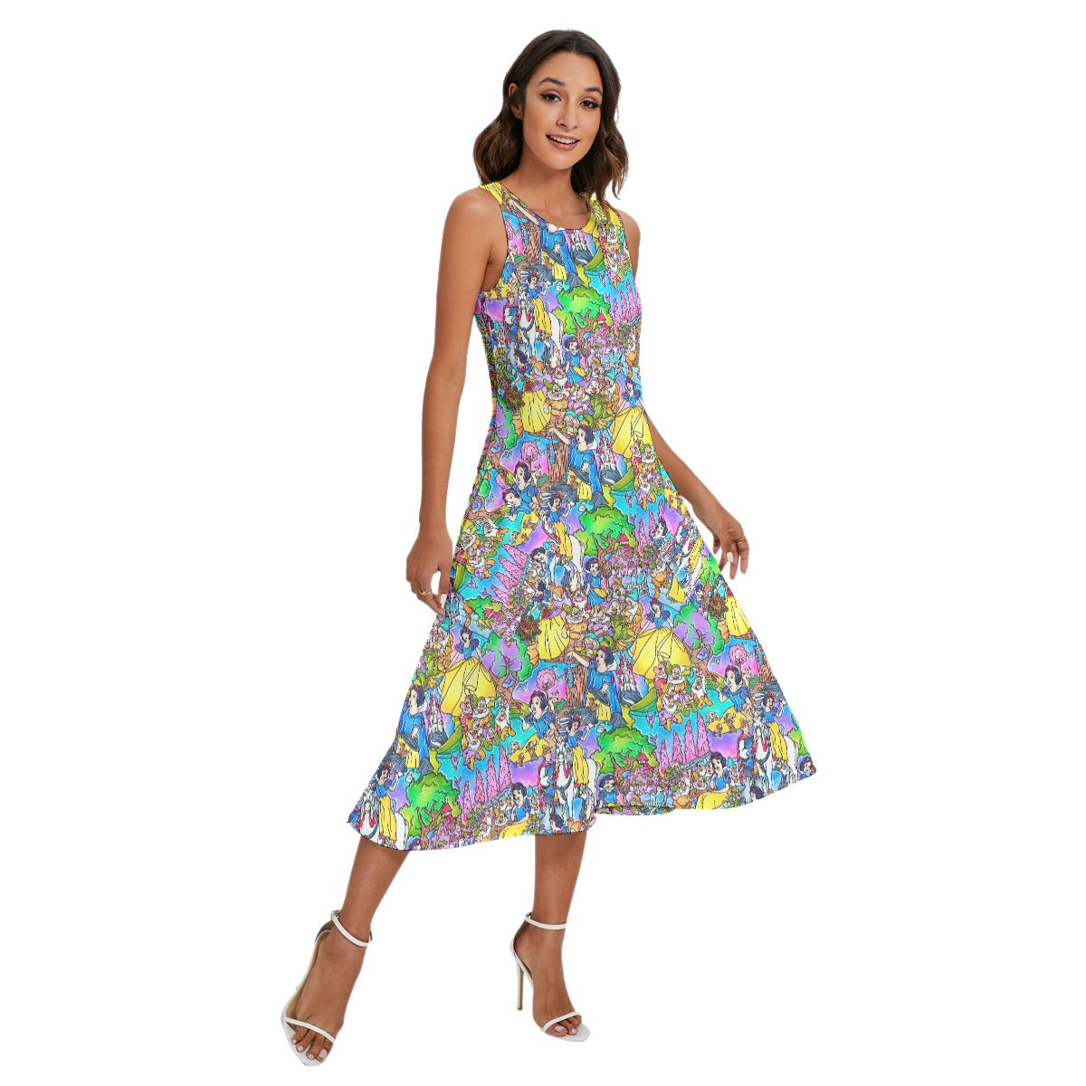 Fairest Princess Storybook Scenes - Women’s Diagonal Pocket Midi Dress