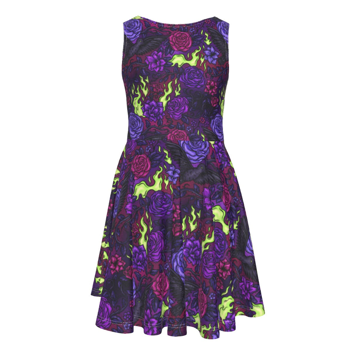 Fairytale Florals - Dark Enchantress - Kid's Sleeveless Skater Dress