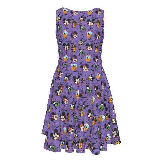 Halloween Friends in Costumeeads - Kid's Sleeveless Skater Dress