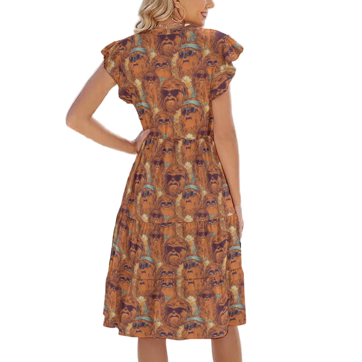 Retro Furry Friend Summer Vibes - Women's Tiered Pocket Midi Dress