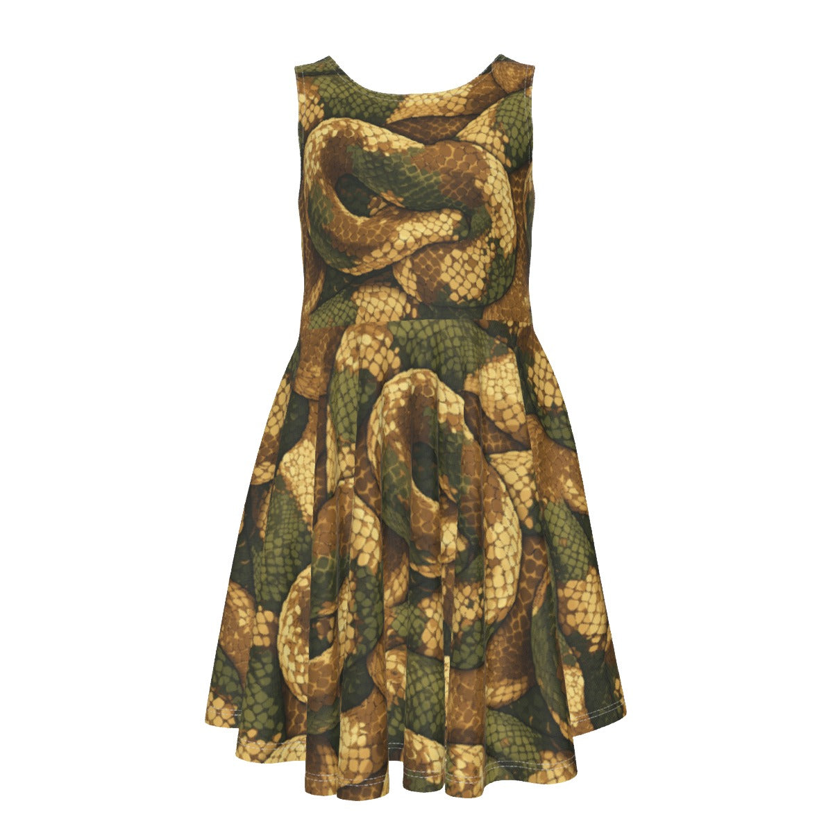 Animal Print - Snake - Kid's Sleeveless Skater Dress